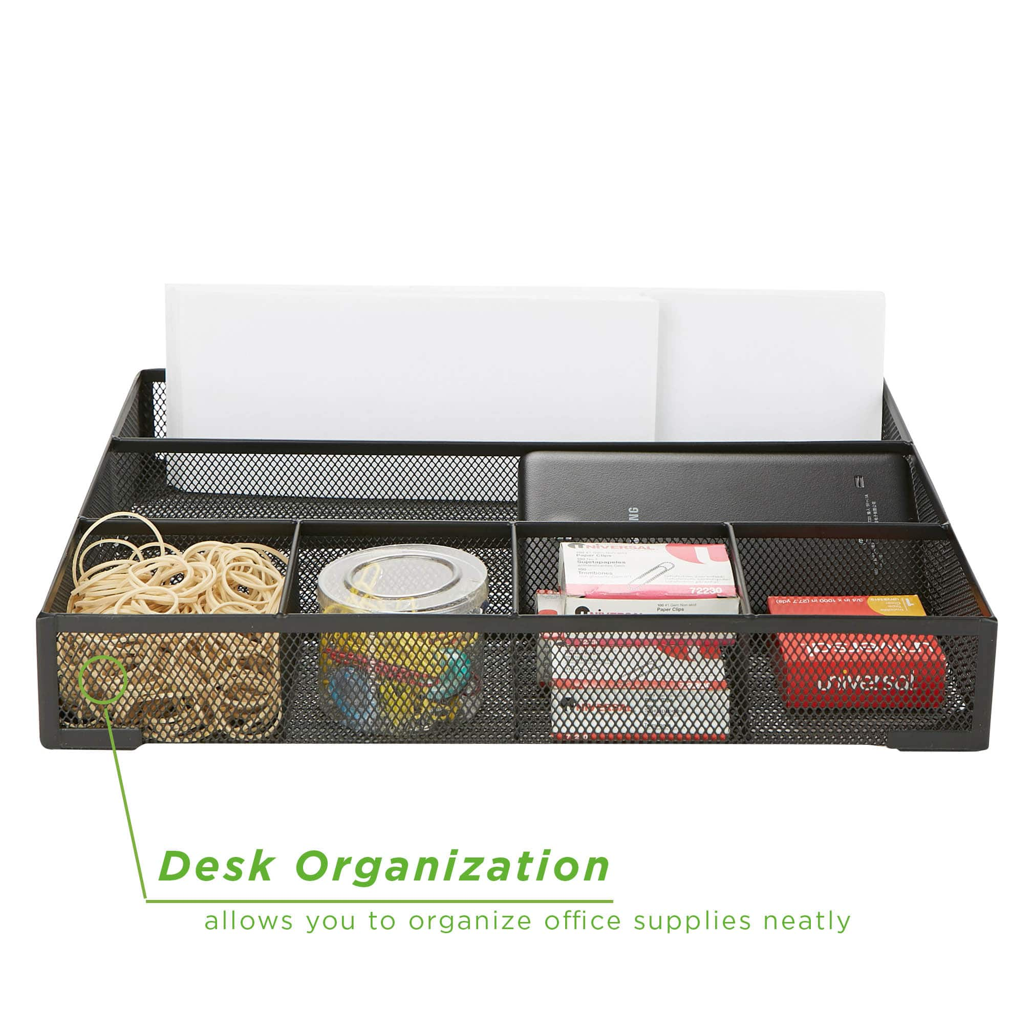 Mind Reader 11.75&#x22; Black 2-Piece Mesh Deep Drawer Organizer